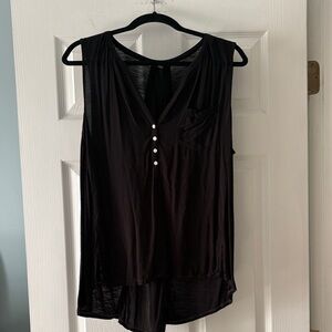 Lucky Brand Black Sleeveless Top with Buttons